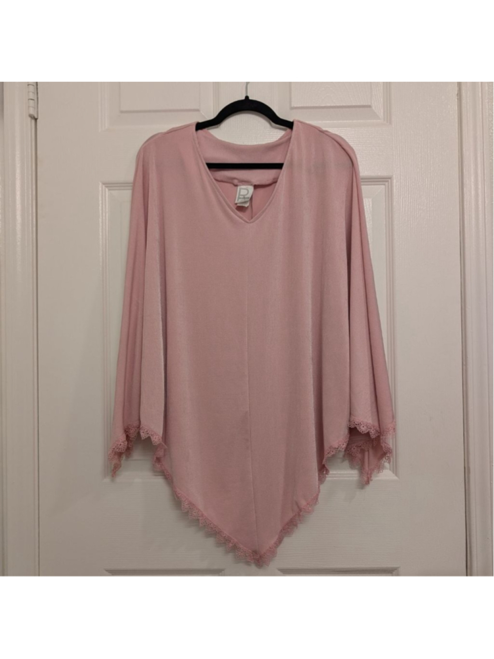 Vintage 90s Y2K Roaman's Pink Asymmetrical Hem Poncho Plus Size 1X Festival